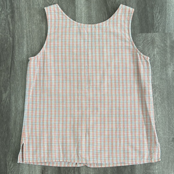 Pink Plaid Button Front Tank Top - Picture 6 of 7